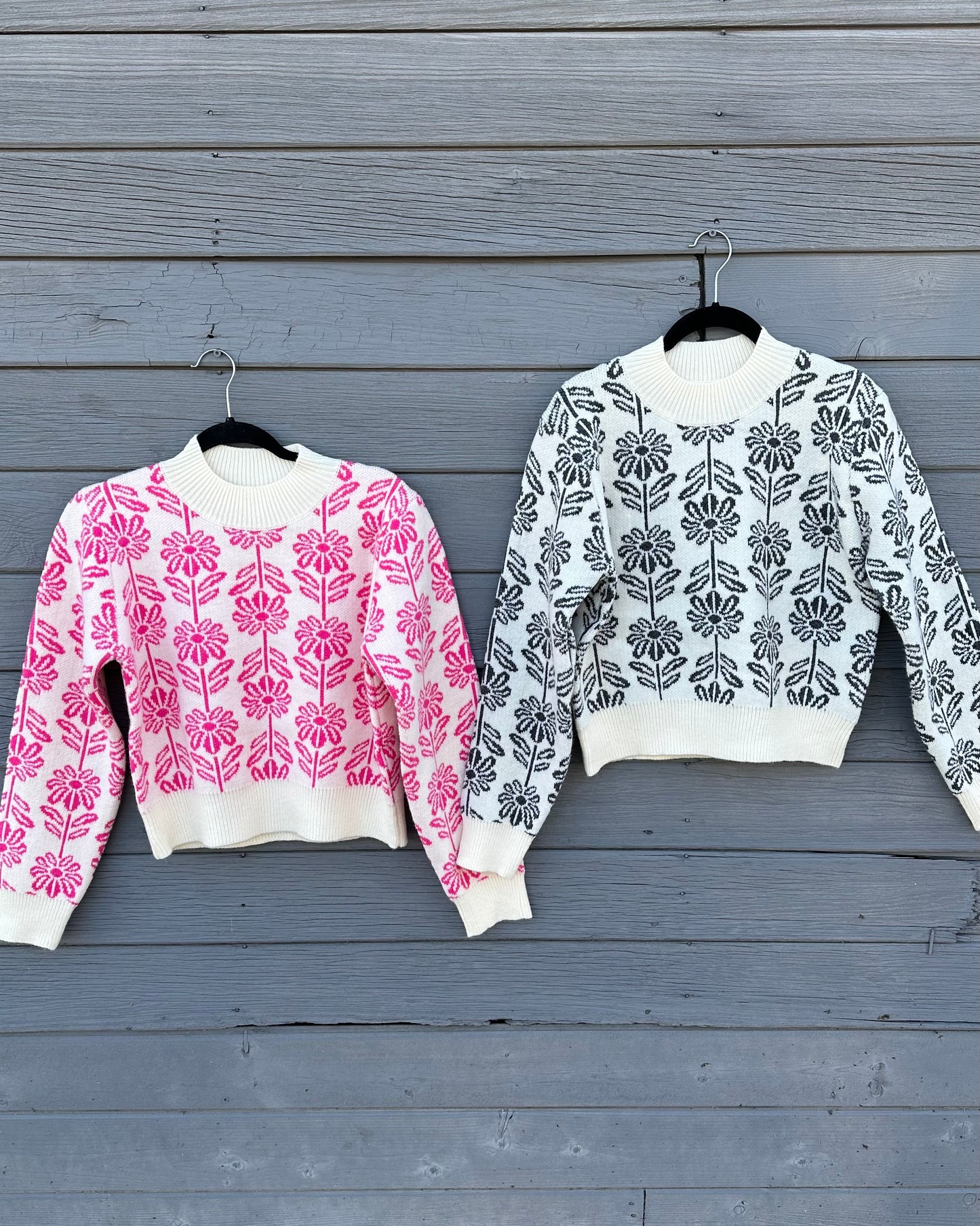 Charcoal Grey Flower Sweater
