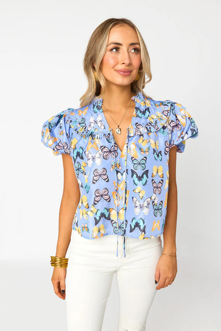 LEELAND PUFF SLEEVE TOP - PAINTED LADY