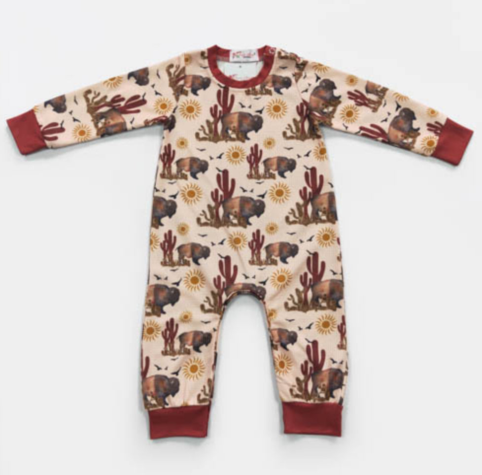 Sunset Buffalo Boy Romper