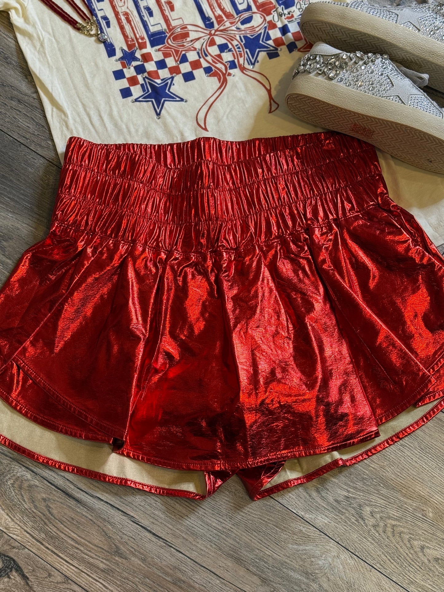 RED METALLIC SKORT (LARGE)