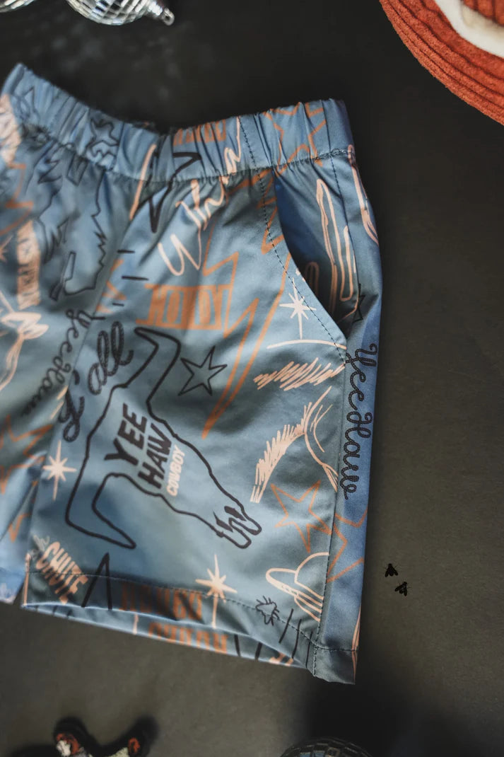 Knarly Cowboys Swim Trunks - Kids