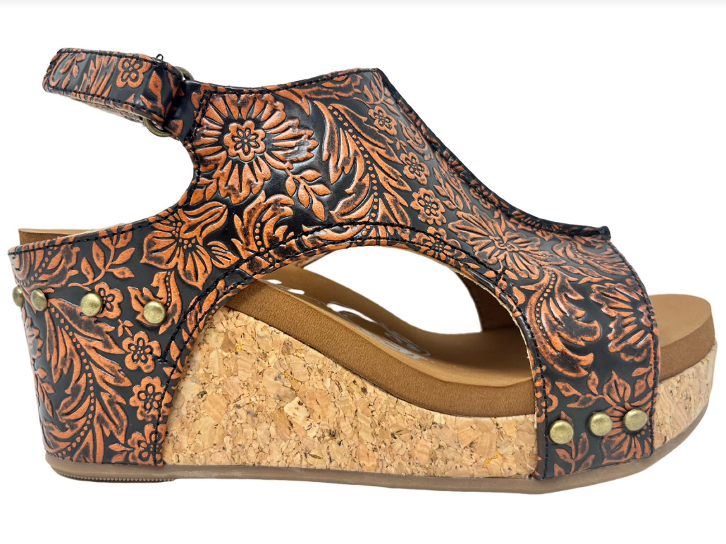 Isabella Tooled Wedge | Chocolate