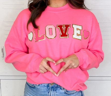 LOVE Patch Pink Sweatshirt