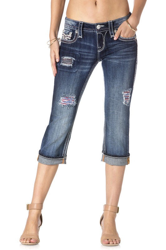 Rock Revival Carrieya P202 American Flag Stars & Stripes Capris
