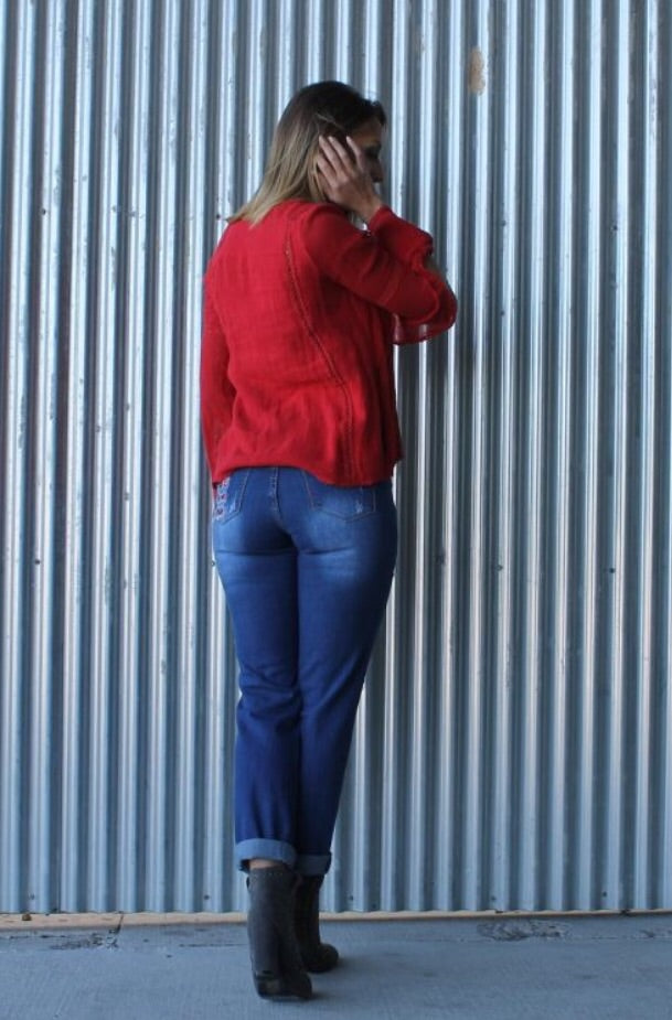 Paisley Patch Boyfriend Jeans (SIZES 22 & 24) *FINAL SALE*