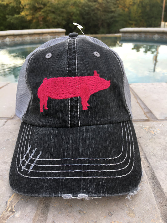 Embroidered Pig Cap