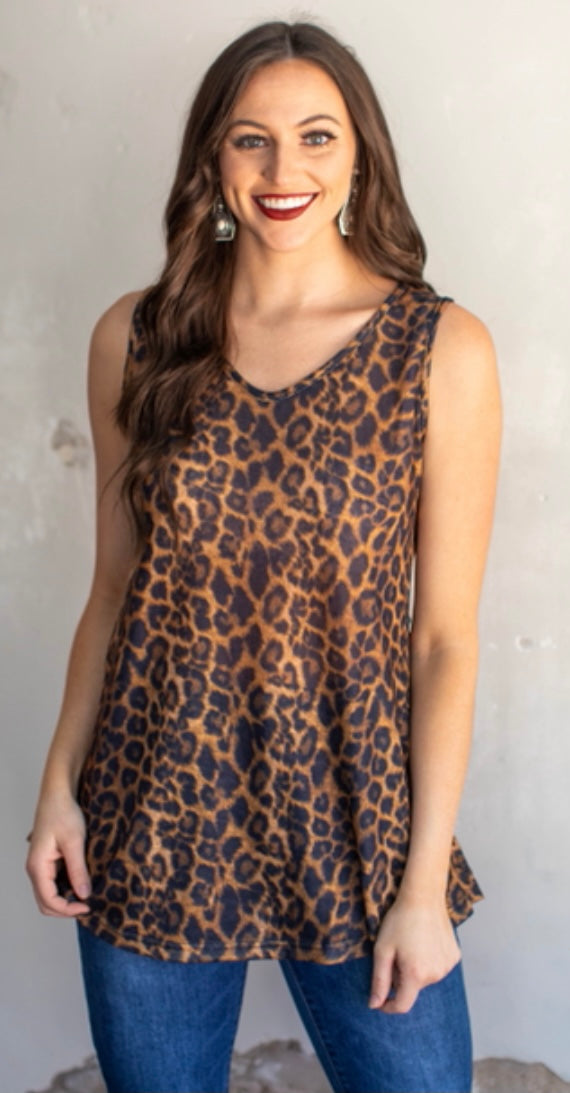 Leopard V-Neck Tank