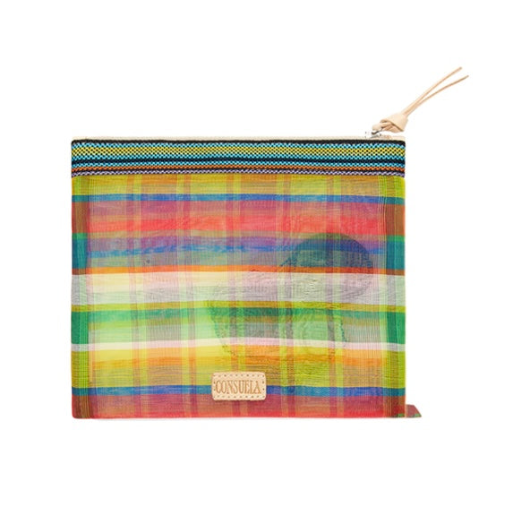 Marcela Patch Mesh Slim Zip Pouch