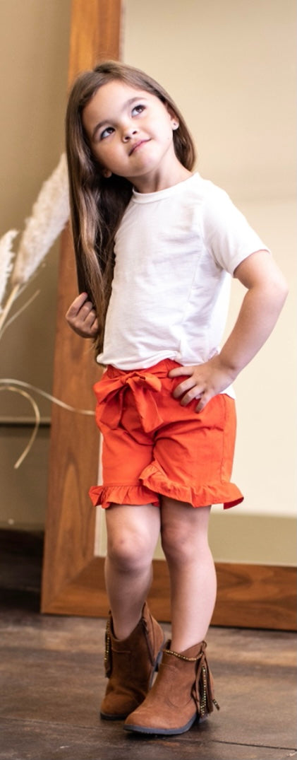 Kids Coral Ruffled Shorts