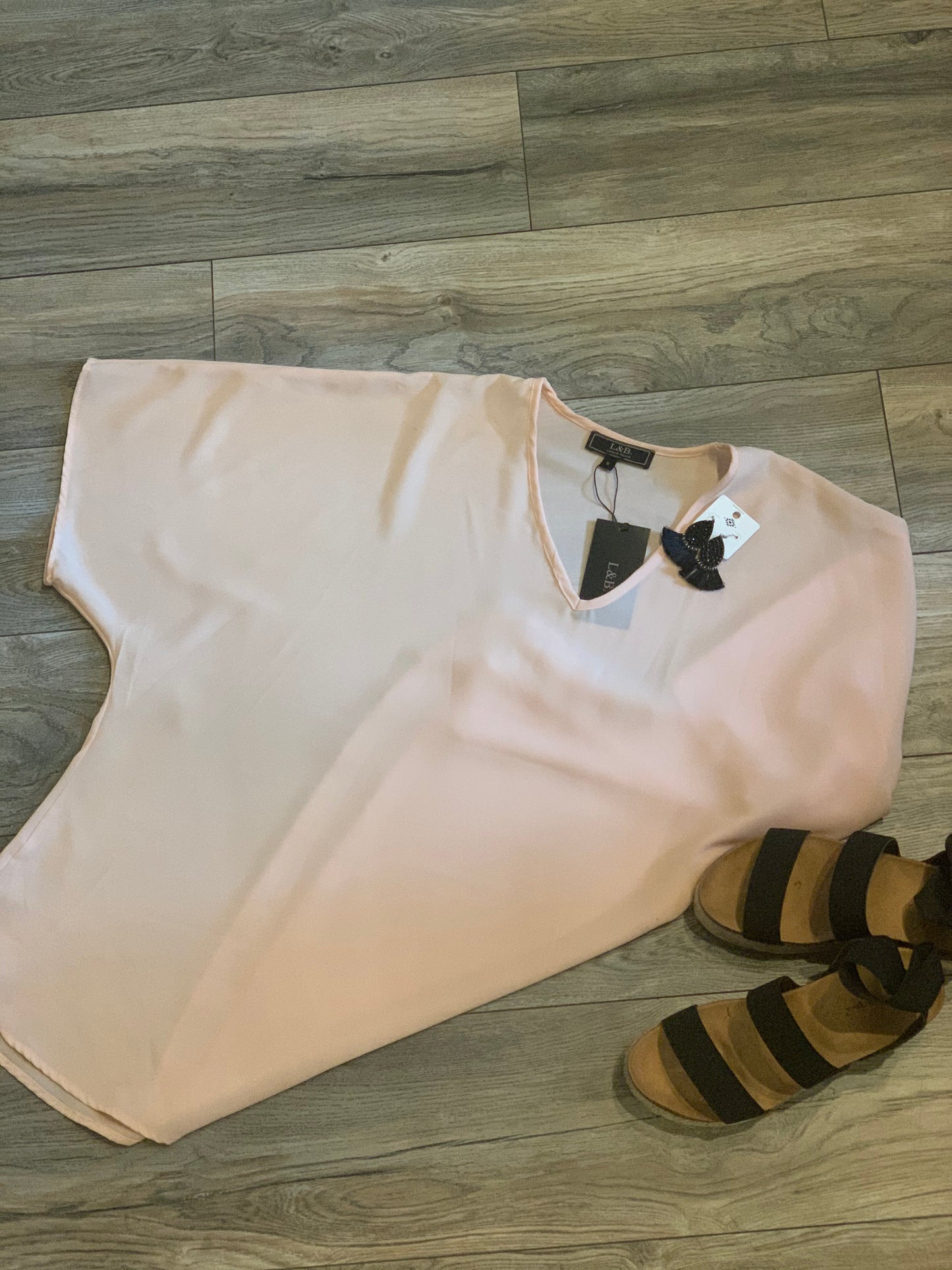 Blush VNeck Loose Fit Top