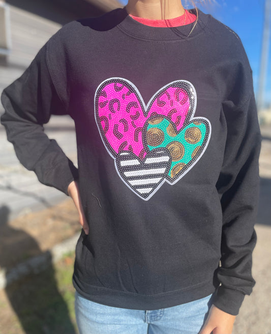 Heart Sequin Patch Sweatshirt