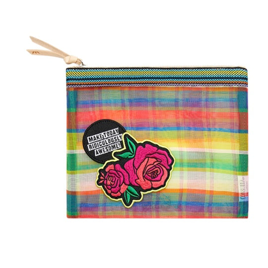 Marcela Patch Mesh Slim Zip Pouch