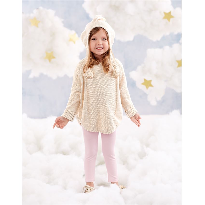 Lurex Knit Poncho Sweater