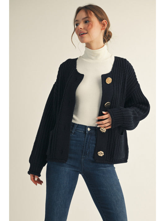 BLACK KNITTED CARDIGAN