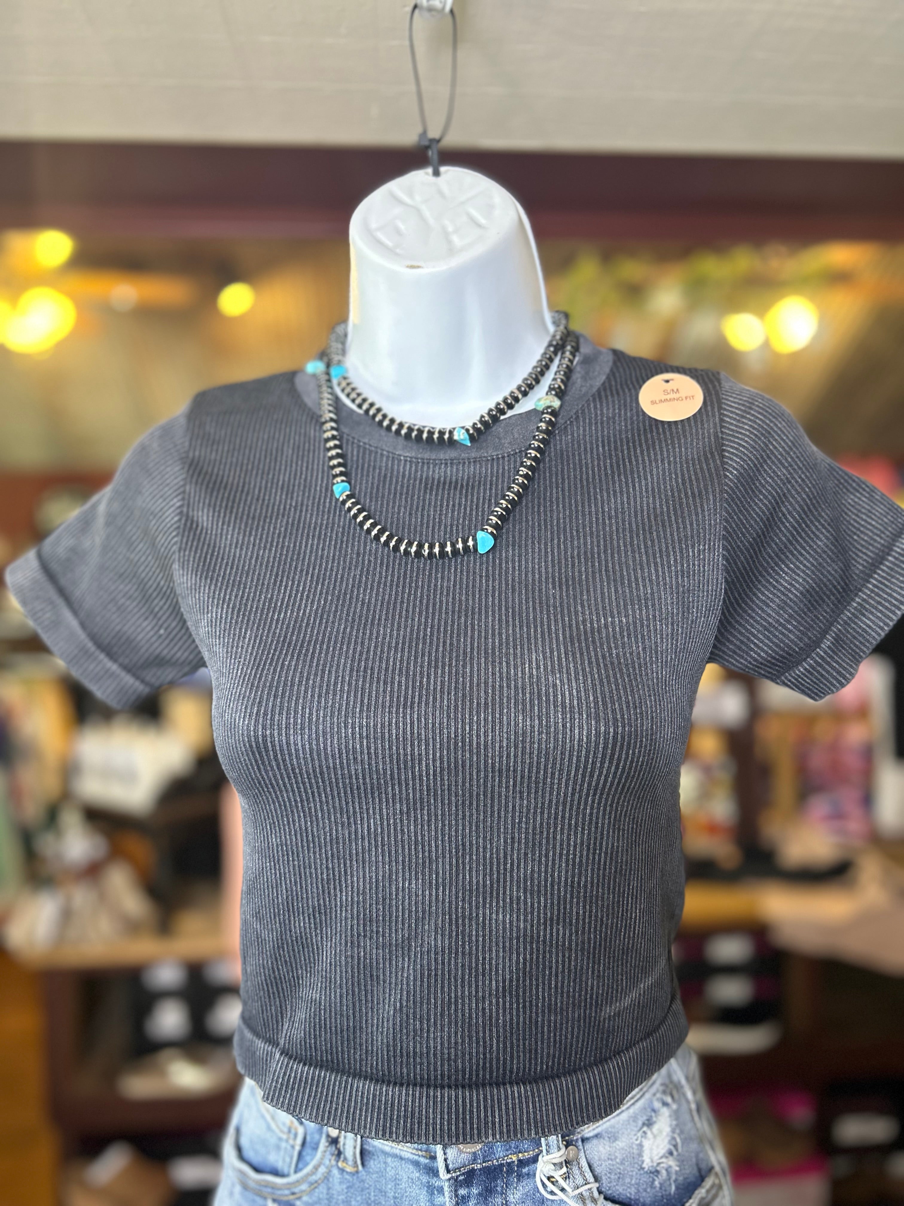 Black Short Sleeve Top