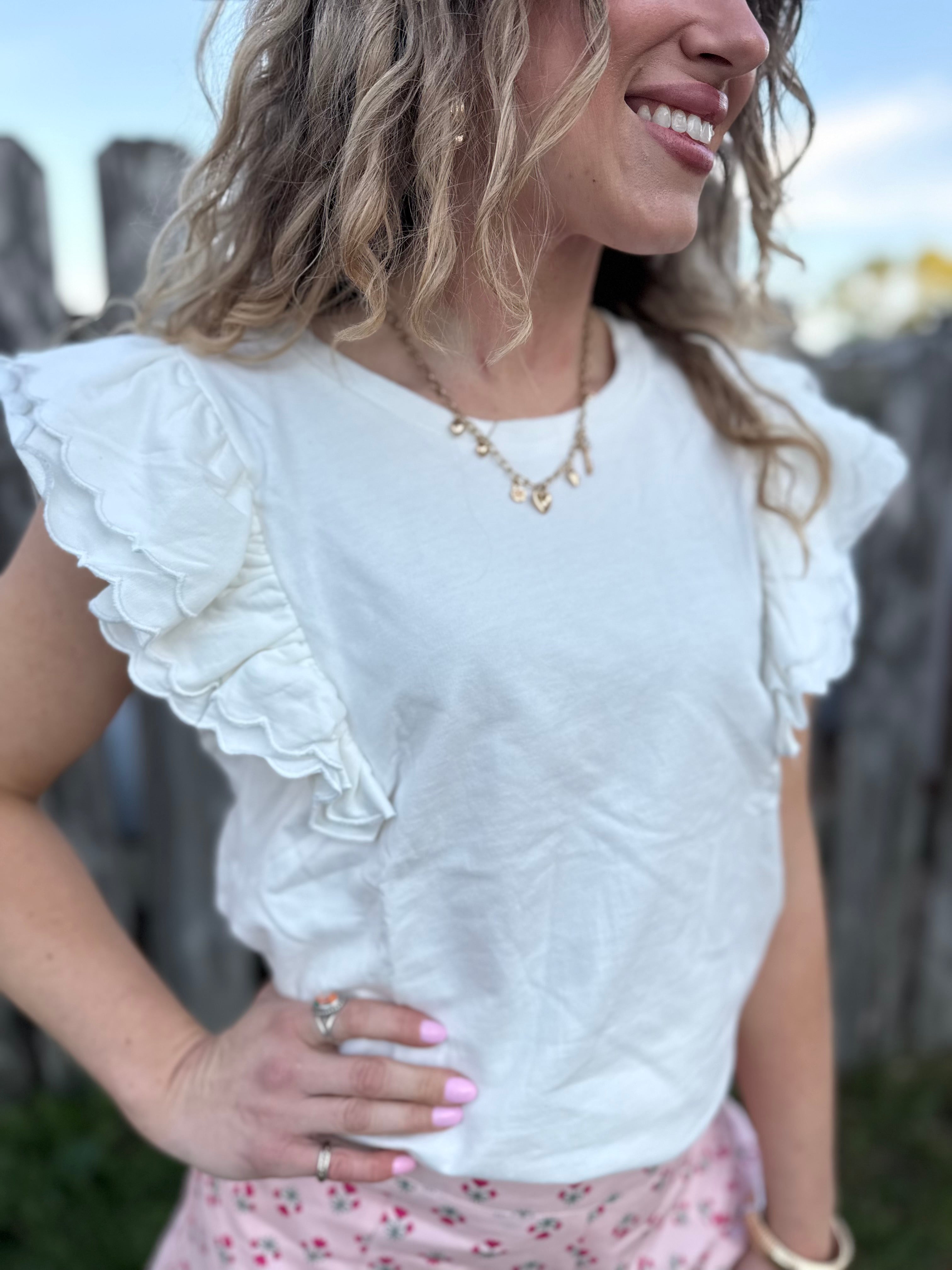 Basic Ruffle Sleeve Top