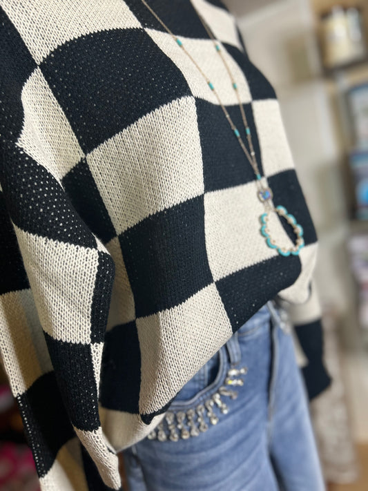 Checkerboard Knitted Sweater