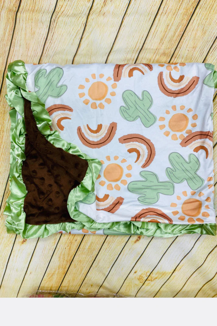 SUN/CACTUS MINKY BABY BLANKET