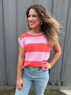 The Red & Pink Stripe Top
