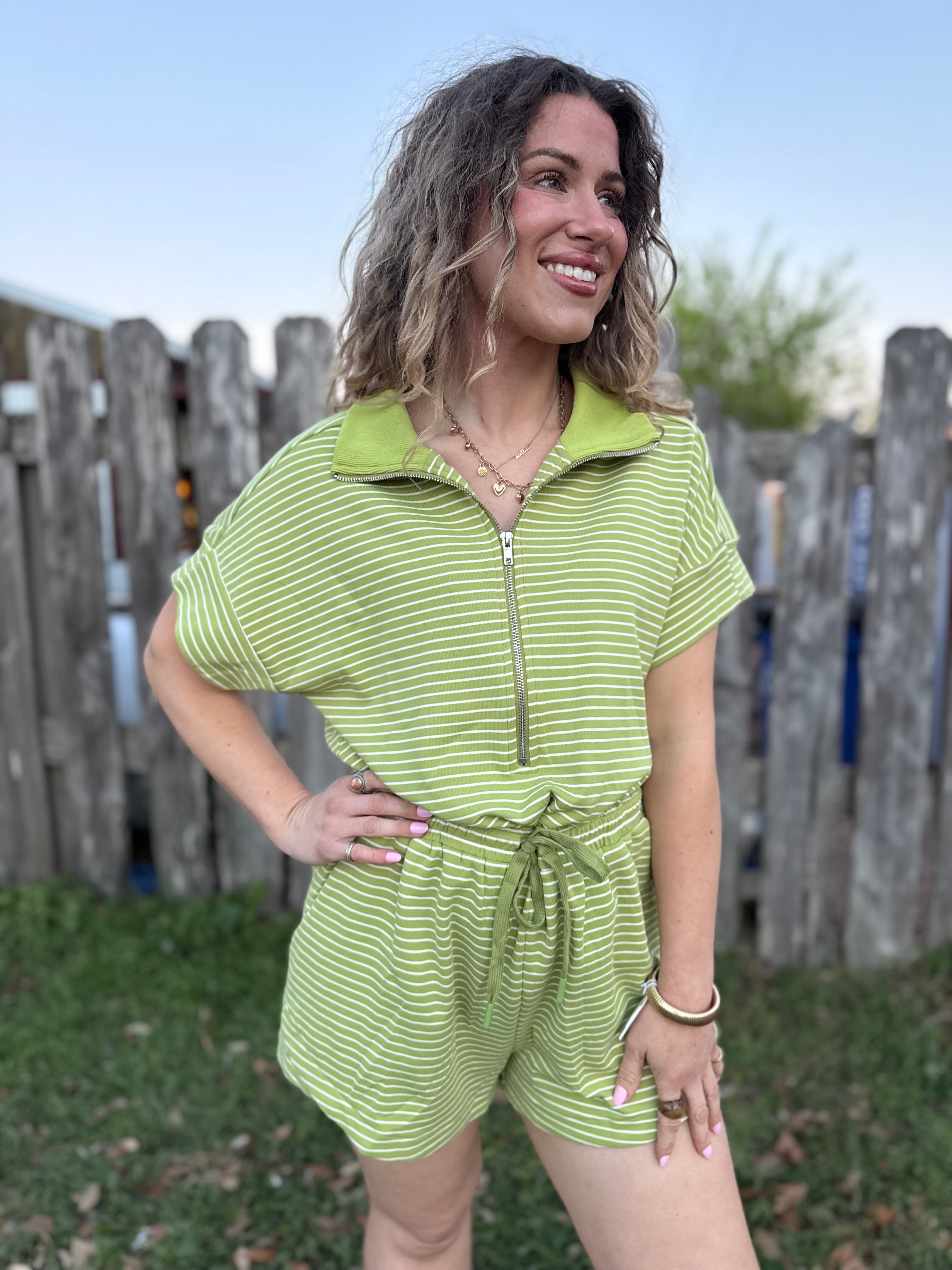 The Green Stripe Romper