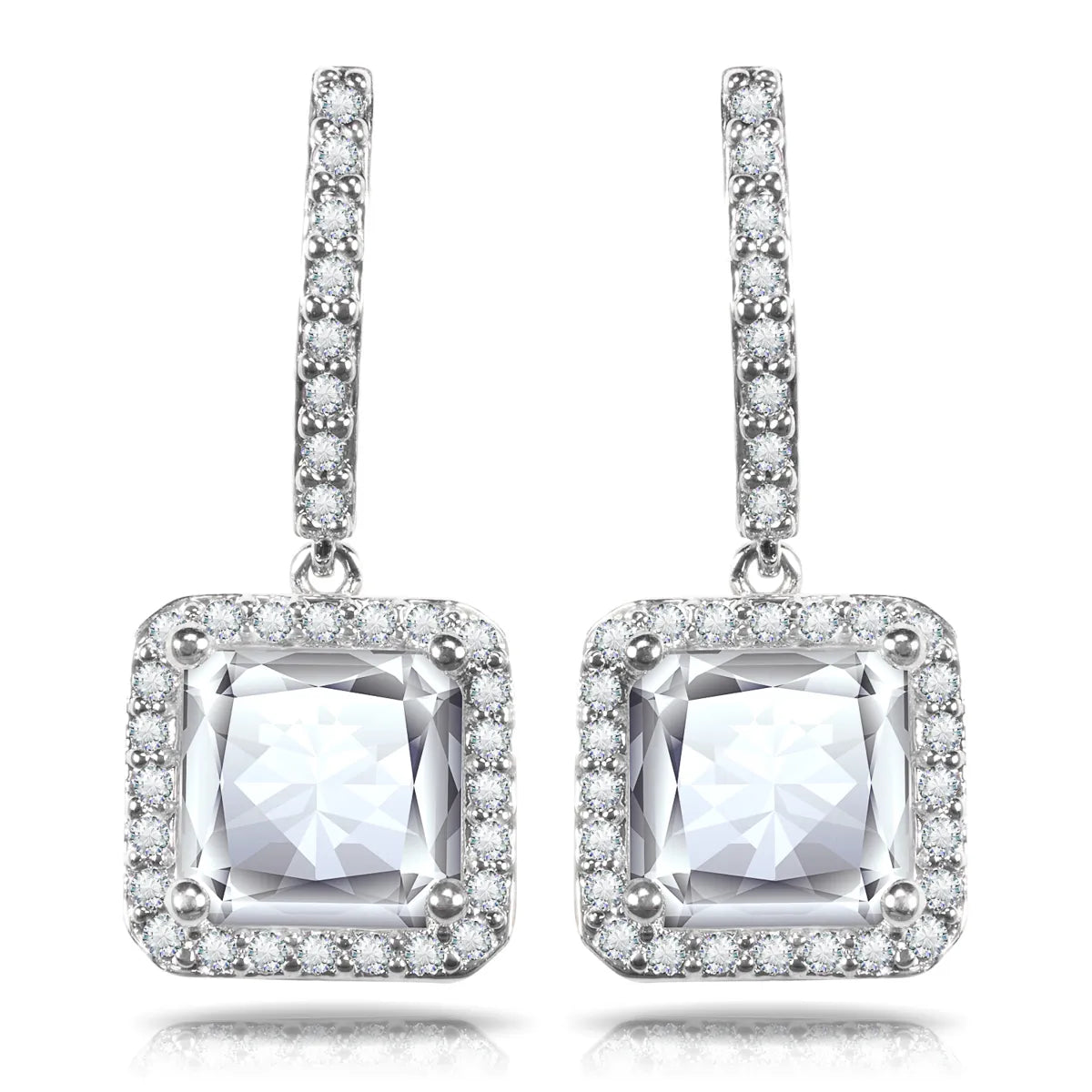 Amanda Blu Ice Square Halo Drop Earrings
