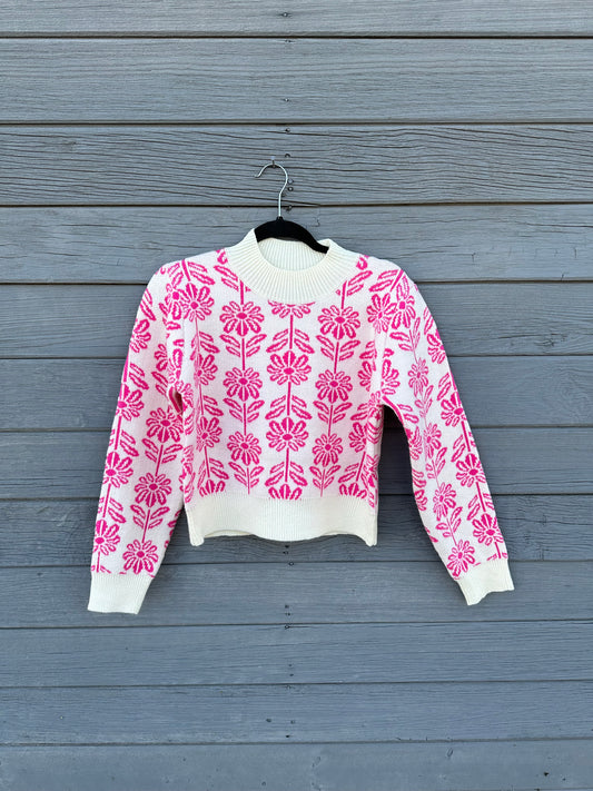 Electric Pink Flower Sweater
