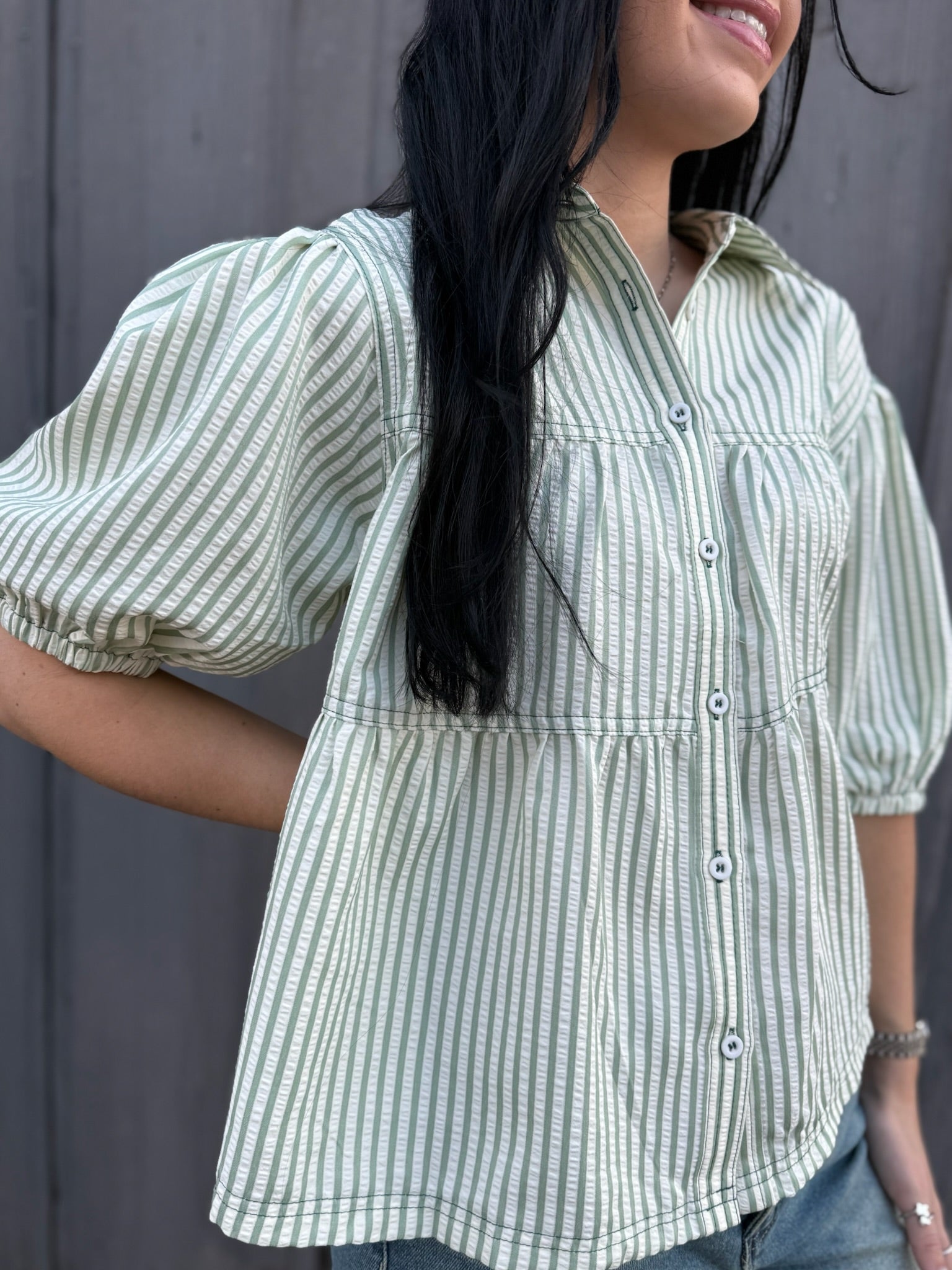 Ashley Sage Stripe Top