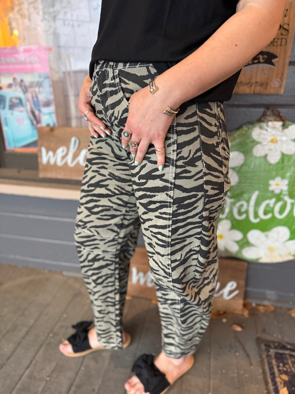 The Zebra Barrel Jeans