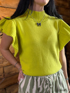 Chartreuse Ruffle Sweater Top
