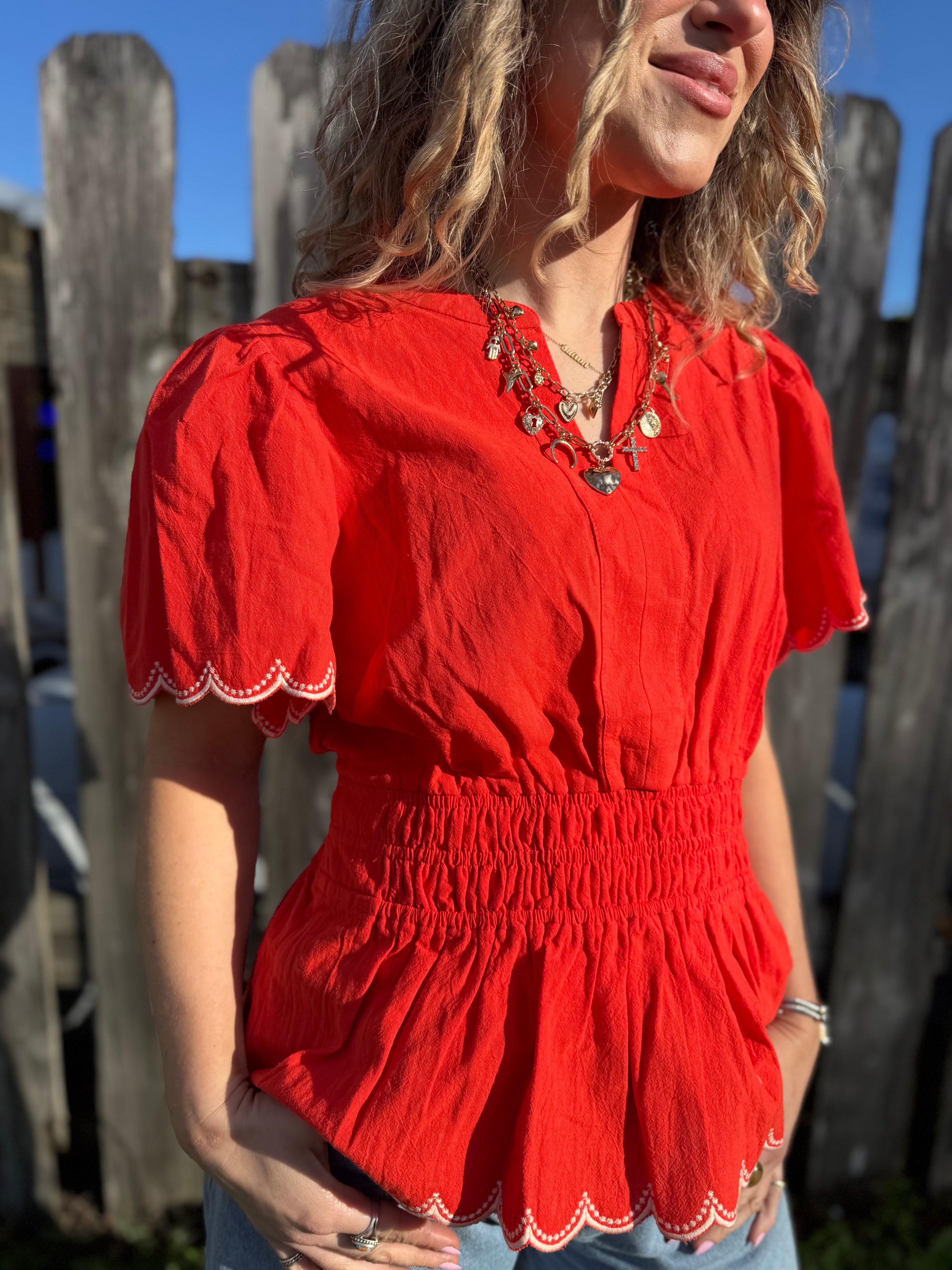 The Scalloped Smocked Top