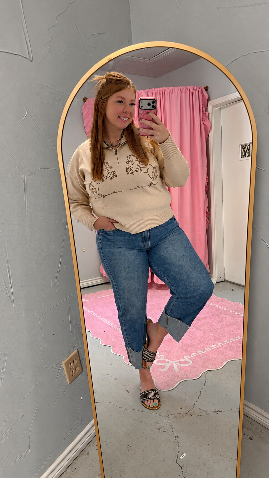 The Horse Embroidered Quarter Zip