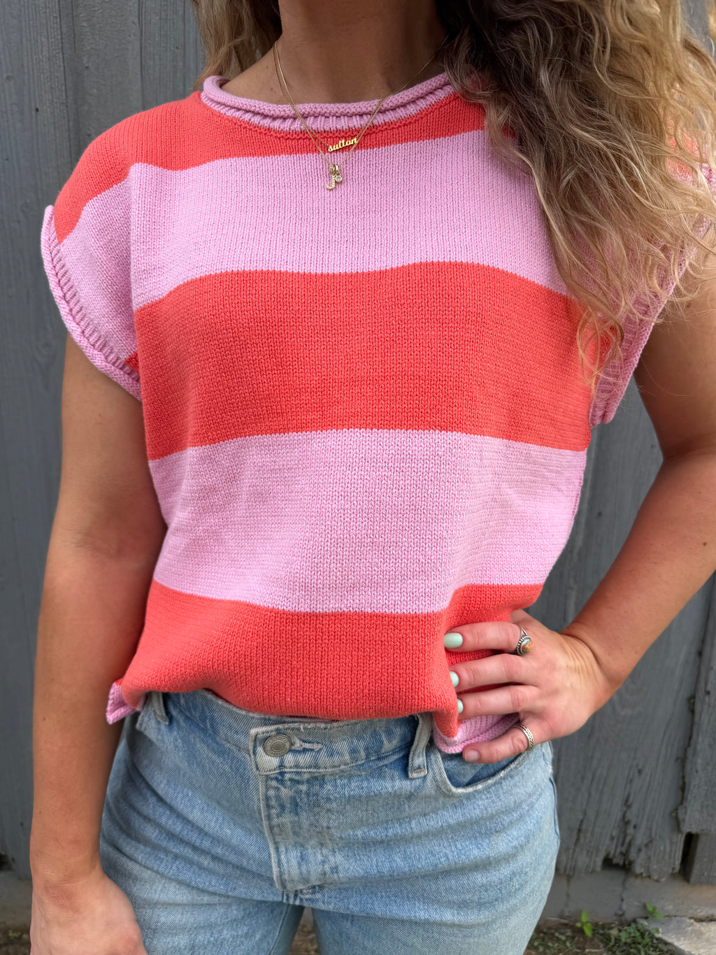 The Red & Pink Stripe Top