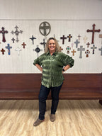 Sheer Velvet Button Down - Green