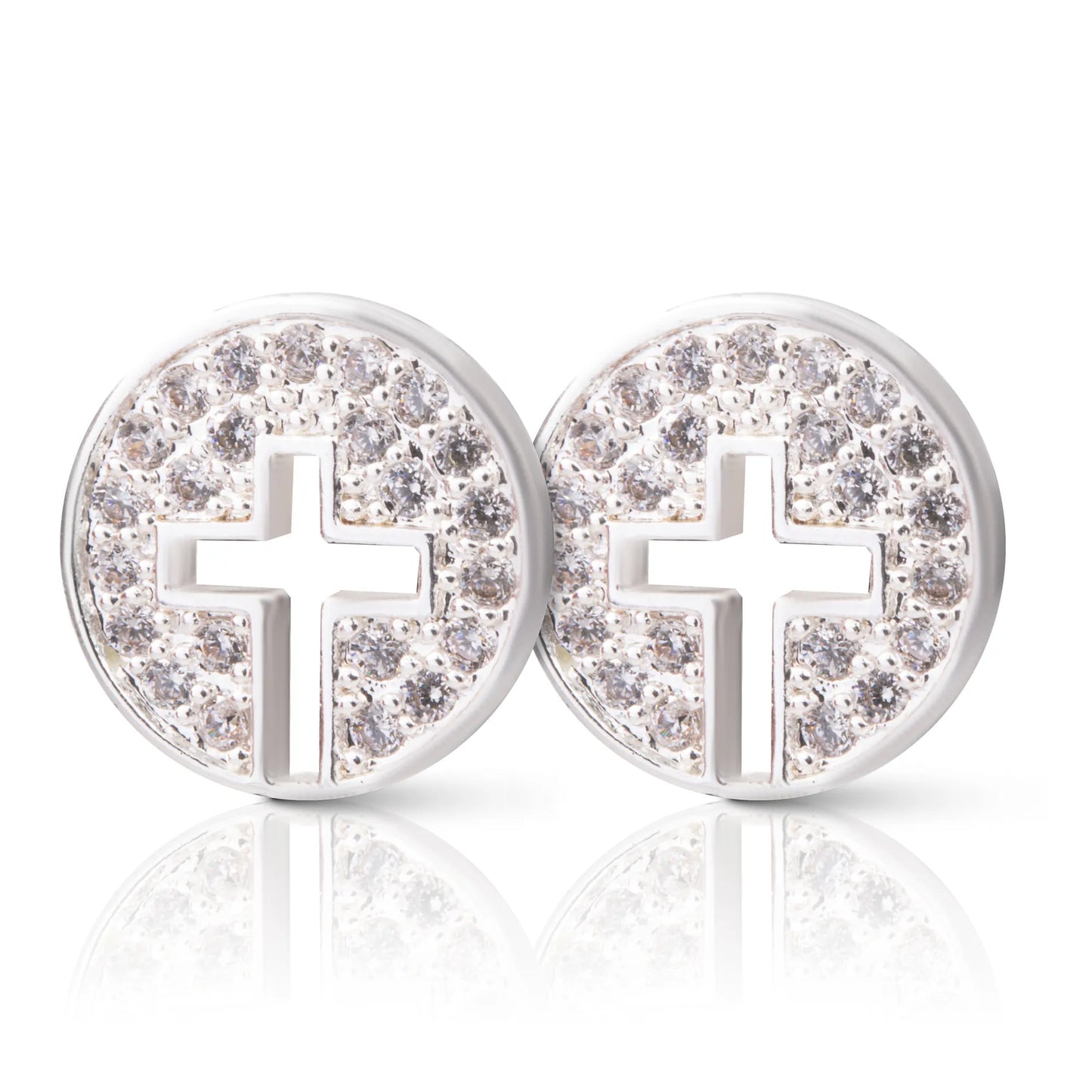 Amanda Blu Cross Halo Stud Earrings