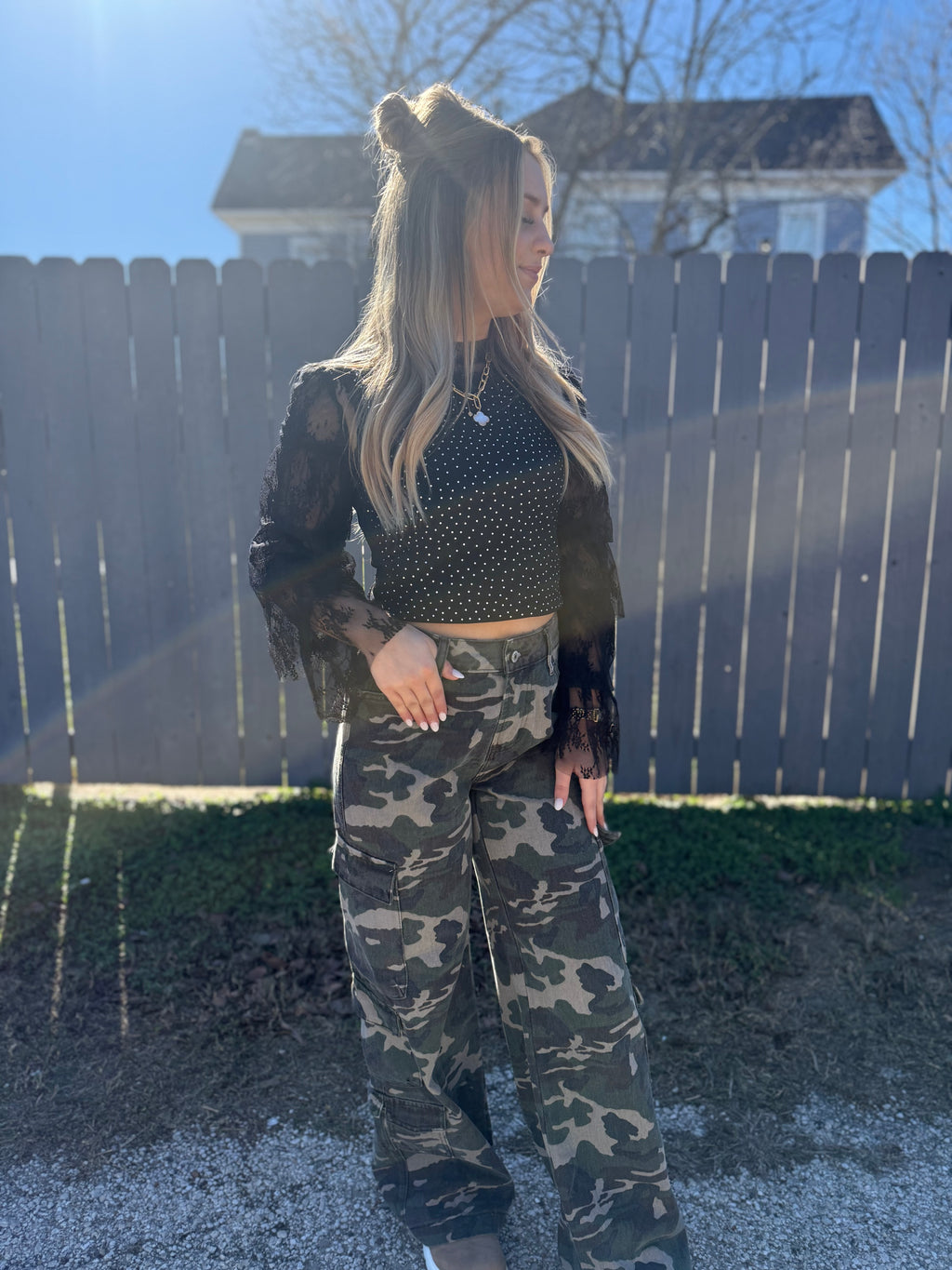 Black Ruffle Lace Top