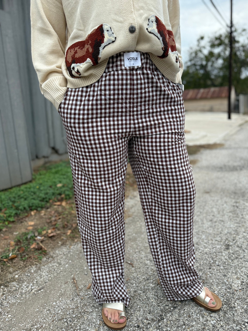 Brown Gingham Pants