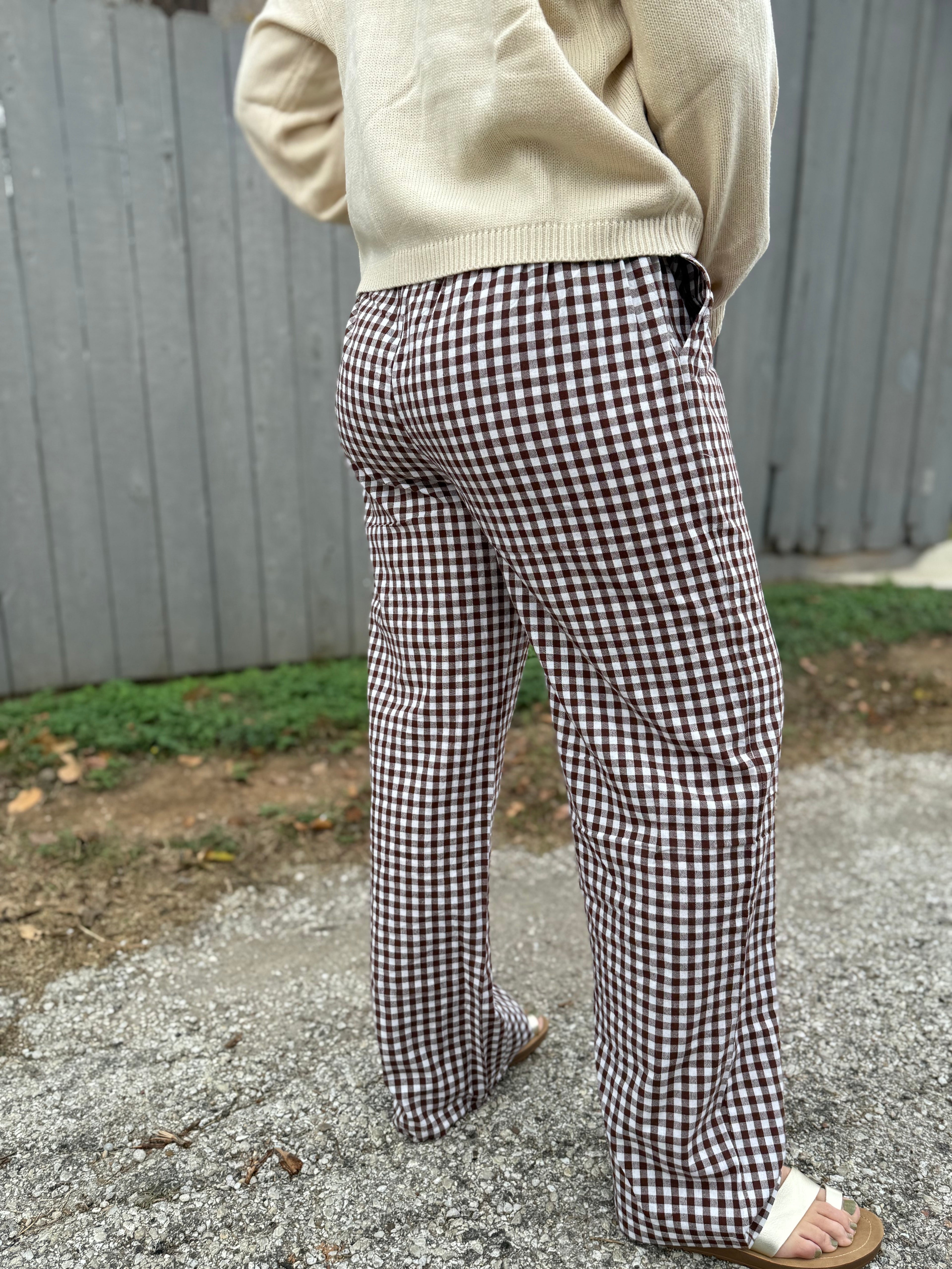 Brown Gingham Pants