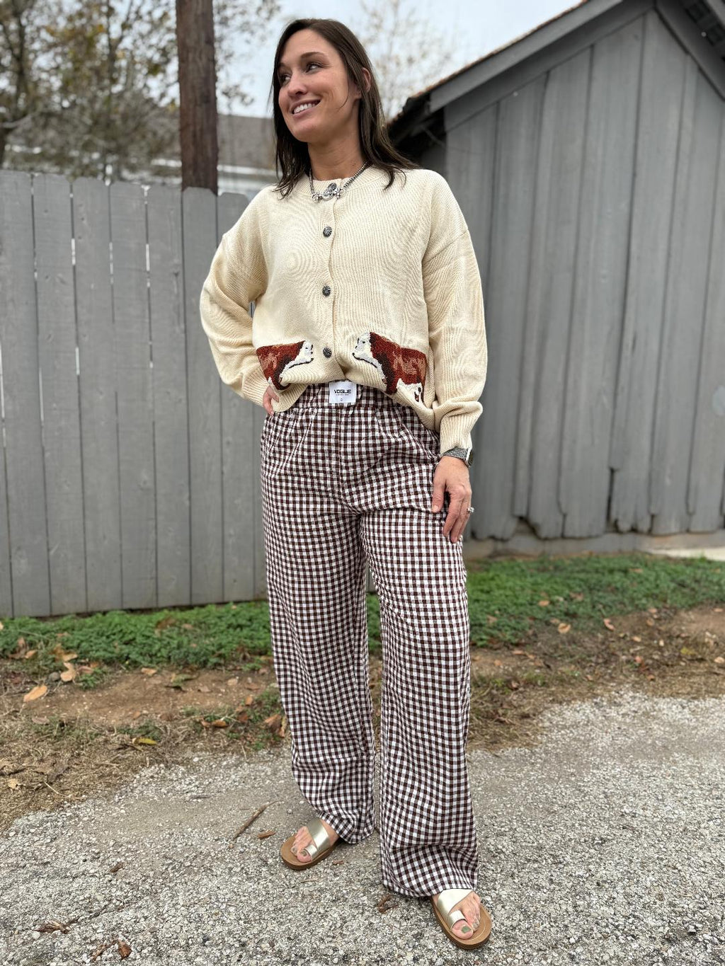 Brown Gingham Pants