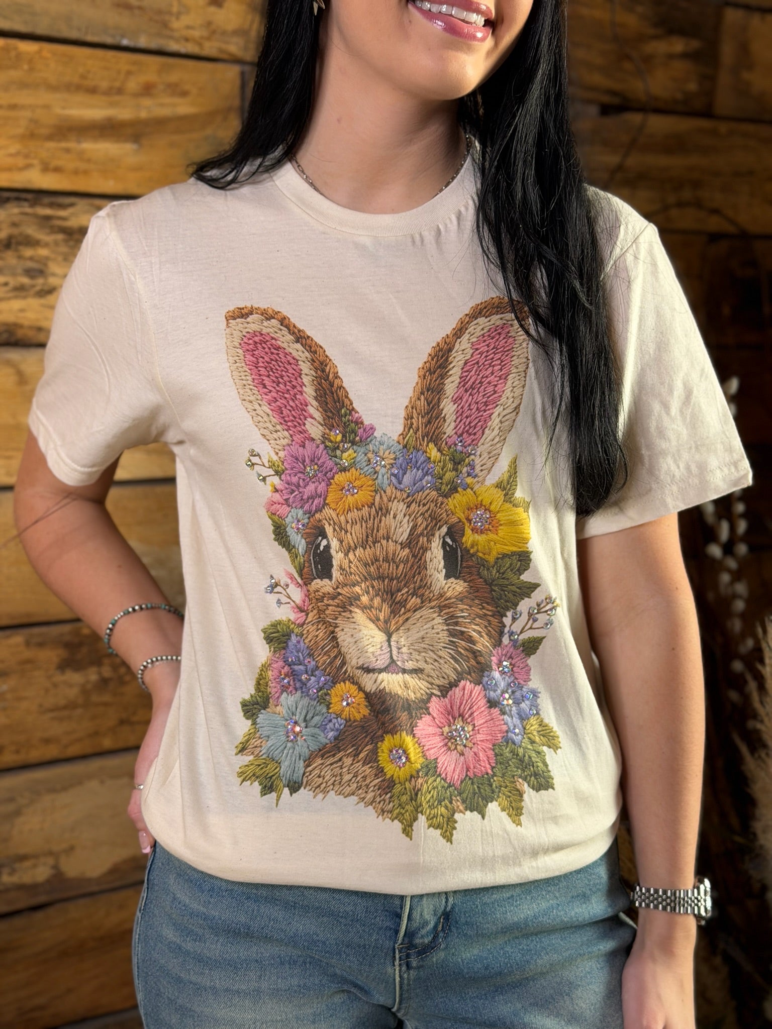 Floral Yarn Bunny Tee