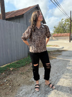 Leopard Print Ruffle Blouse