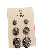 3-Pack Concho Stud Set Earrings
