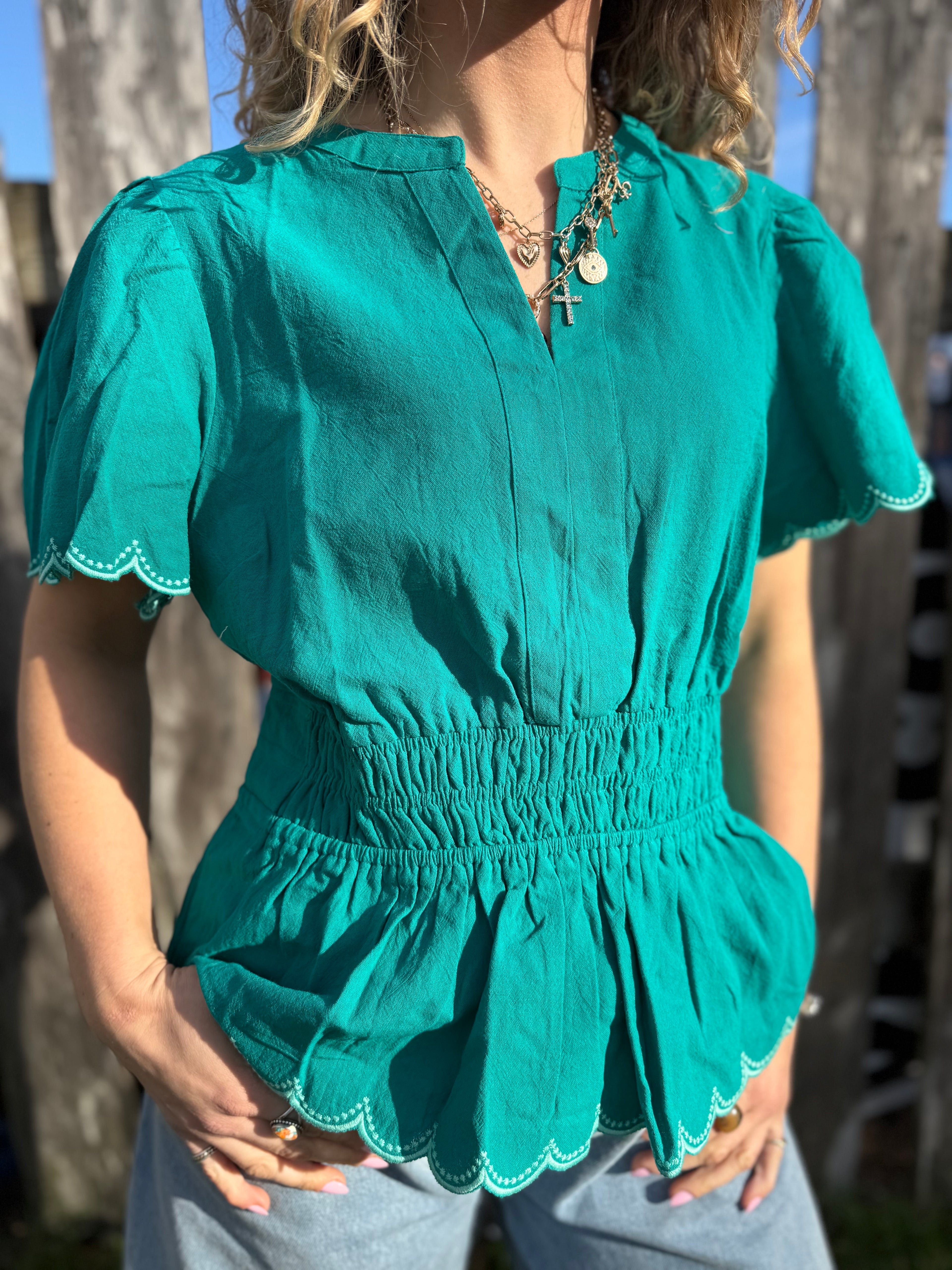 The Scalloped Smocked Top