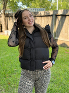 BLACK BOW PUFF VEST