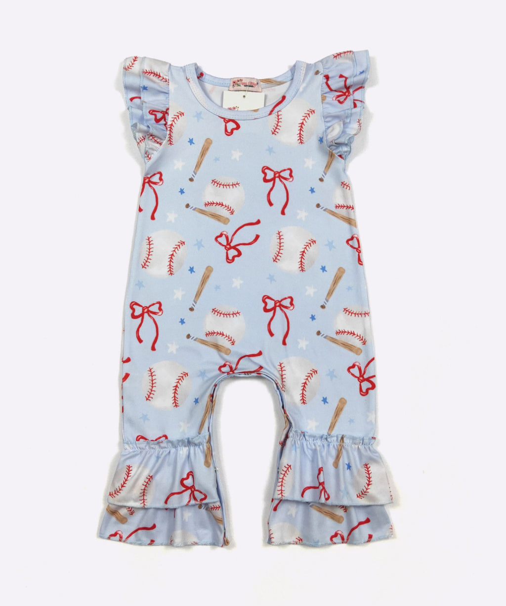 Baseball & Bows Romper