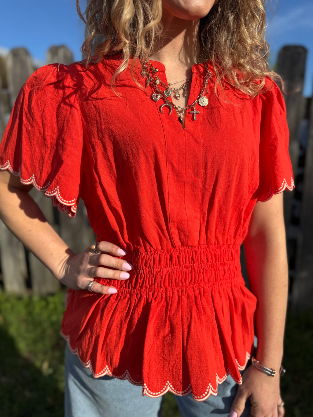 The Scalloped Smocked Top