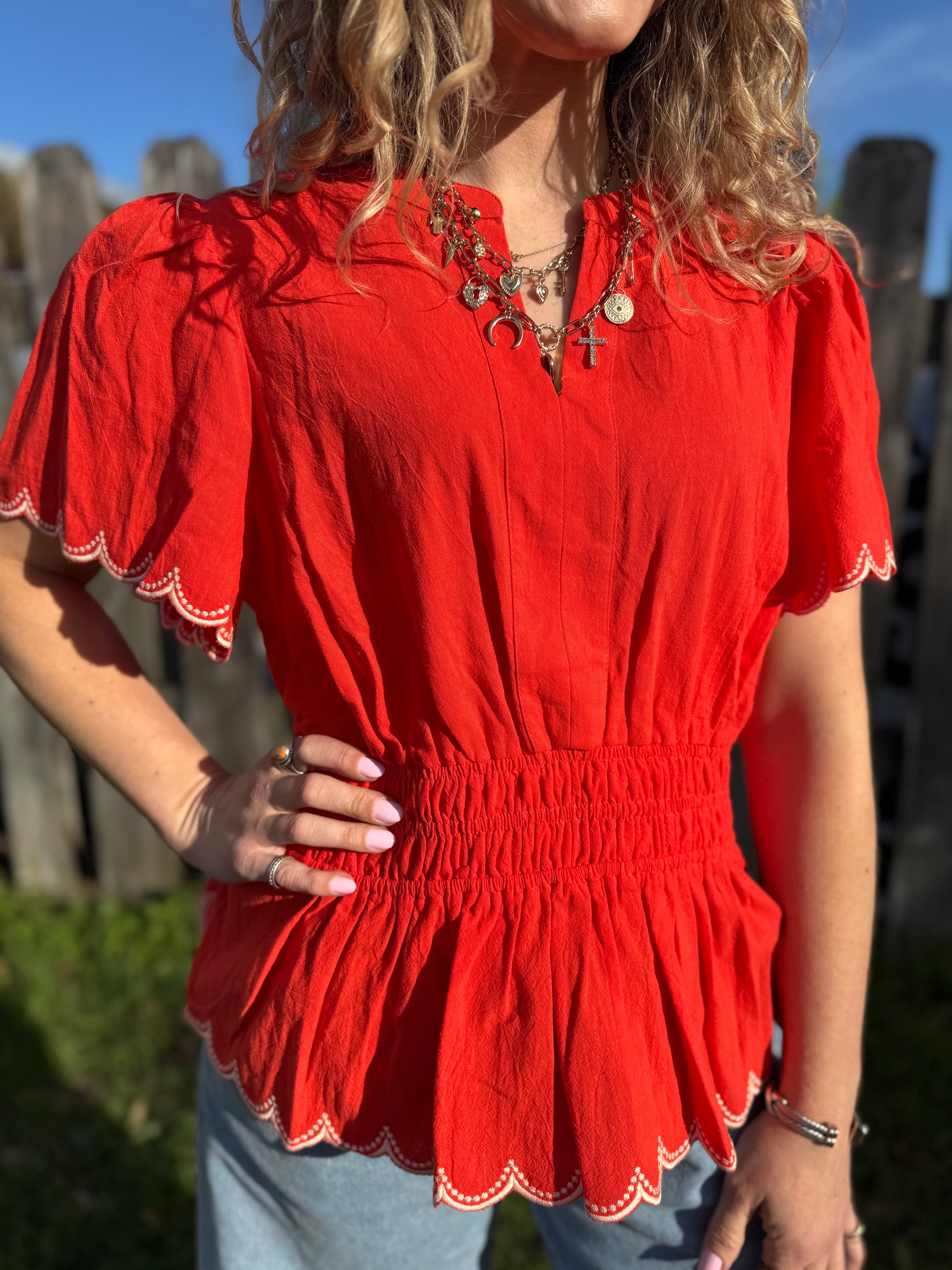 The Scalloped Smocked Top