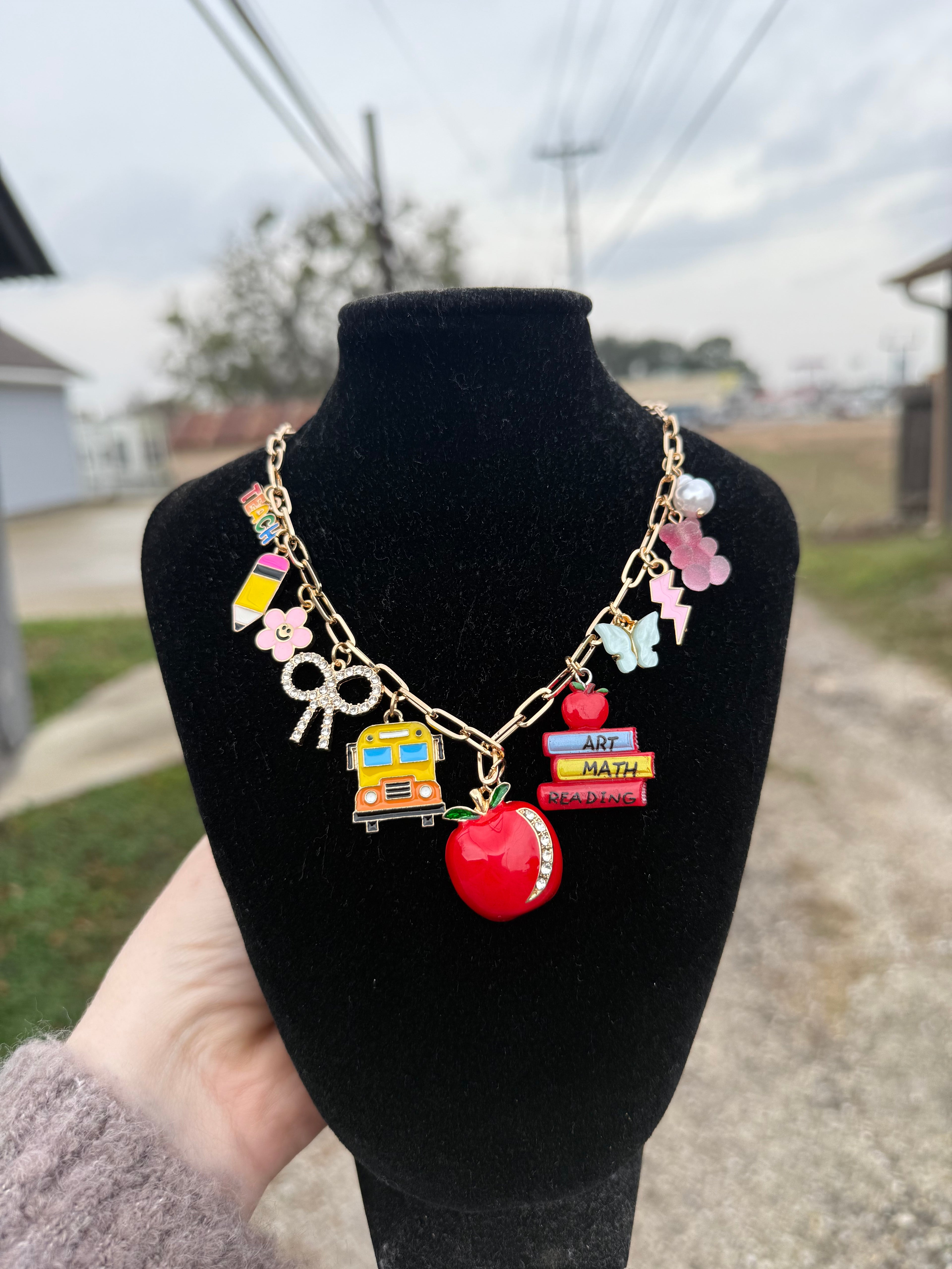 #1 Teacher Charm Necklace