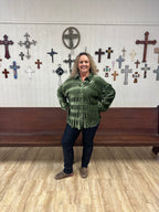 Sheer Velvet Button Down - Green