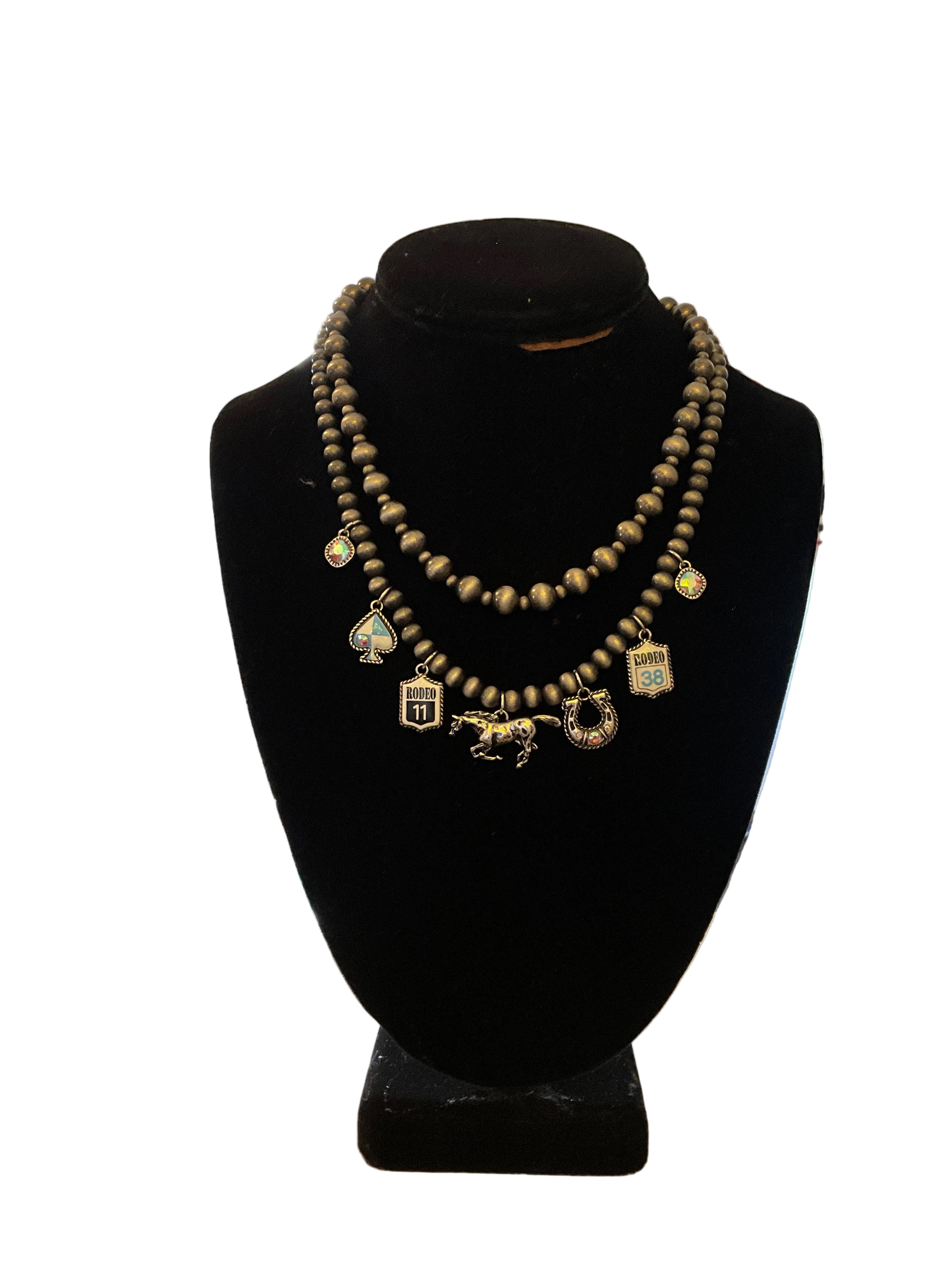 2 Strand Rodeo Charm Necklace
