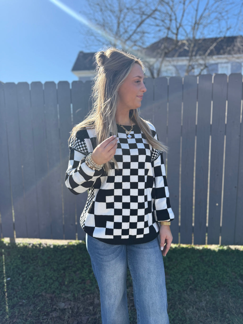 Black & White Checkered Sweater